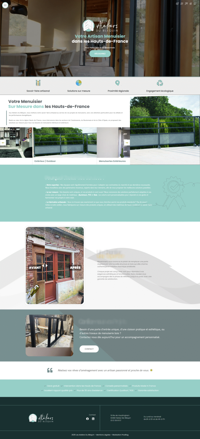 conception du site internet ateliers du blecquin