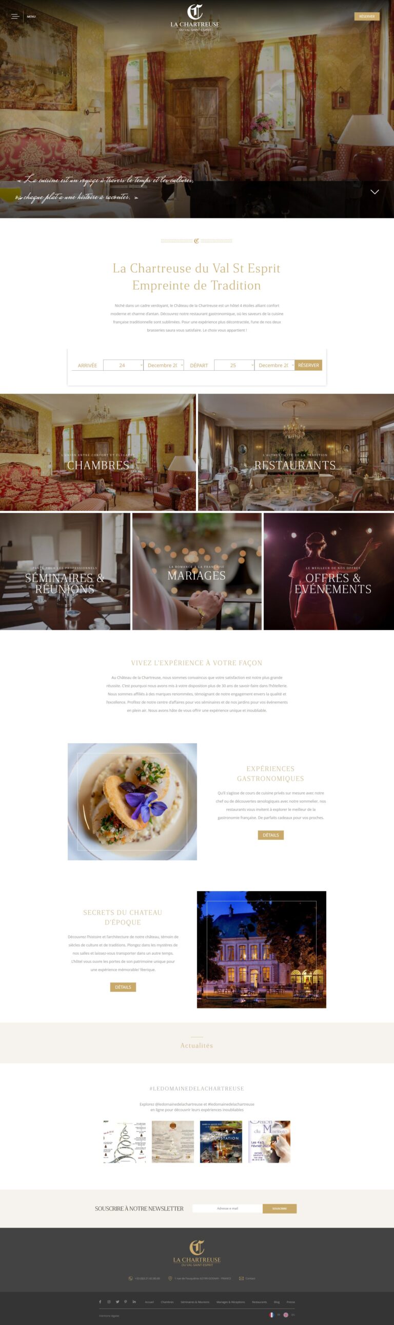 Réalisation site internet pour un hôtel 4 étoiles de luxe